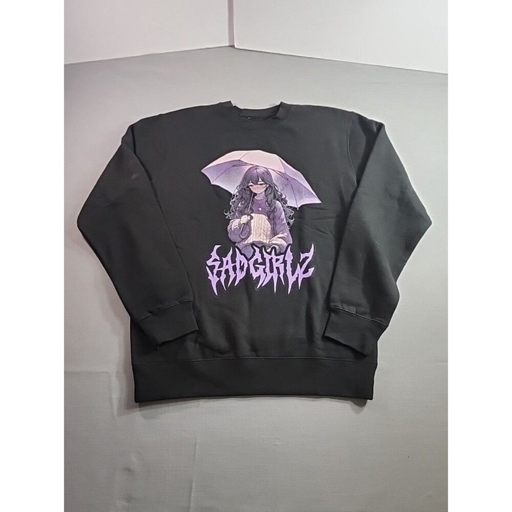Sad Boys Anime Graphic Crewneck Sweatshirt Black Size Small New Without Tags